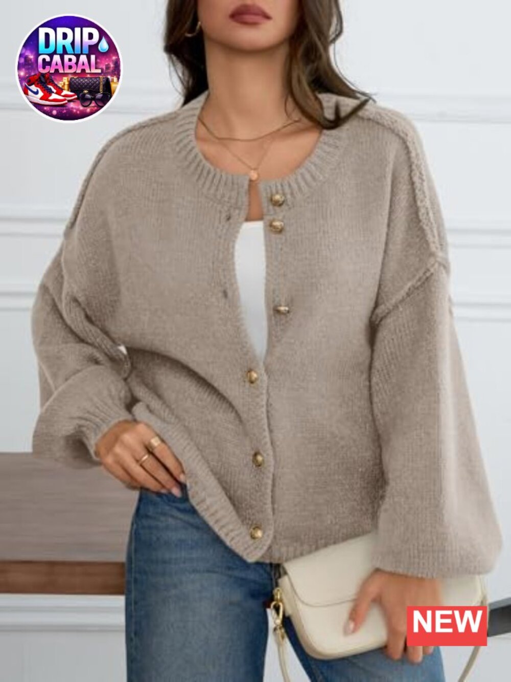 Women's Chunky Knit Cardigan Oversized Long Sleeve Button Up Fall Winter Coat - Picture 2 of 6